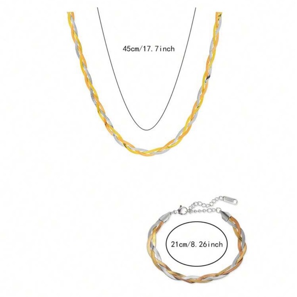 Women Stainless Steel Snake Chain Necklace & Bracelet Set - Picture 7 of 8